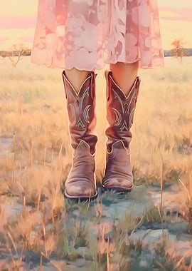 Cowgirl Boots Pink Dress