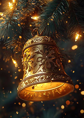 Golden Christmas Bell Ornament