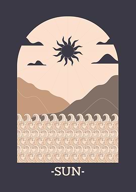 Sun & Waves Minimalist Art
