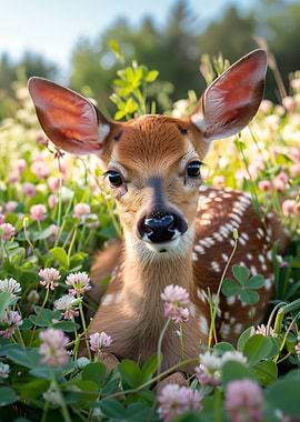 Fawn in Clover Field