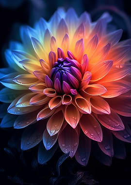 Rainbow Dahlia Flower