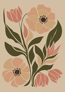 Terracotta Prints, Floral Wall Art, Vintage Art Print, Boho Printable Art