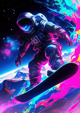 Astronaut Snowboarding