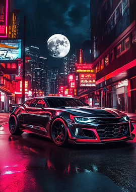 Black Camaro in Neon City