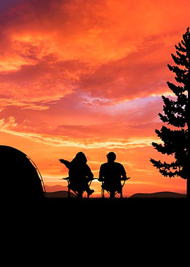 Sunset Camping Silhouette