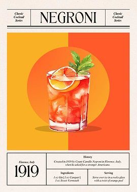 Negroni Cocktail Illustration