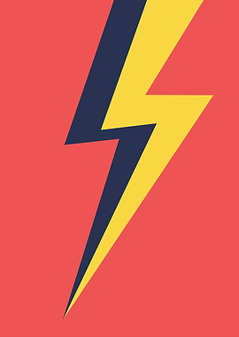 Yellow and Blue Lightning Bolt