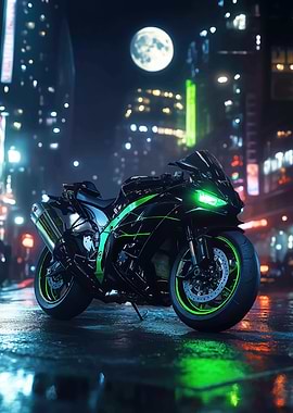 Black Motorcycle in City