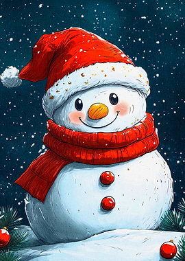 Smiling Snowman Winter