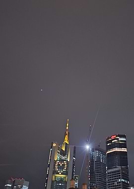 Commerzbank Tower at Night with a heart