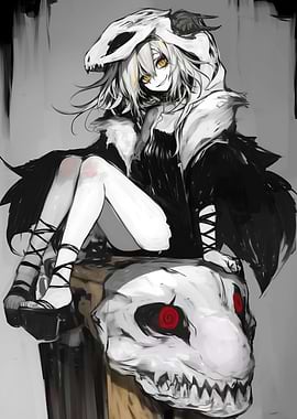 Anime Girl with Skull Hood