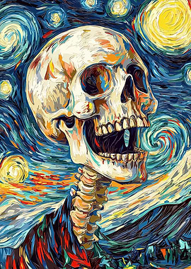 Skull in Starry Night