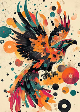 Dynamic Eagle in Flight: A Bold Pop Art Display | Abstract Eagle Artwork