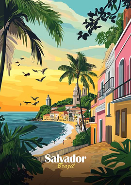 Salvador, Brazil Travel Poster
