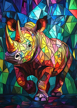 Stained Glass Rhino