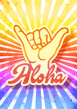 Aloha Hang Loose Shaka Hand Vintage Tie Dye