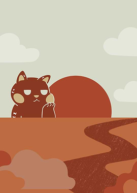 Cat Sunset Landscape