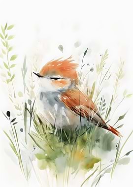 Cute Baby Bird in Grass