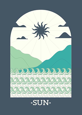 Sun & Waves Minimalist Art
