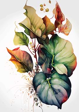 Watercolor Tropical Leaves