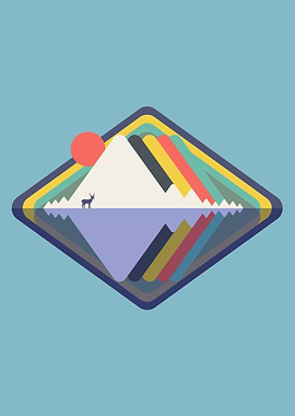 Mountain Landscape with Deer