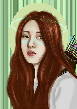 Illustration of Strength: Woman Archer in Digital Artwork