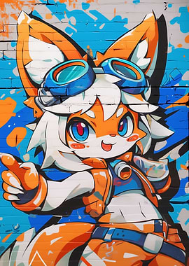 Fox Girl Graffiti Art