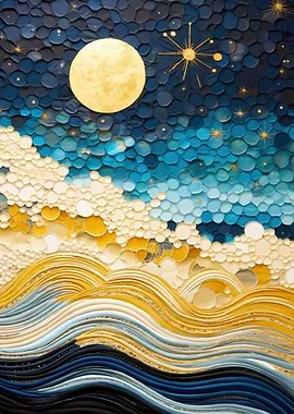 Moonlit Waves Abstract Art