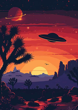 UFO Sunset Landscape