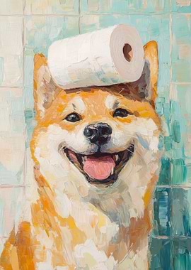 Shiba Inu with Toilet Paper