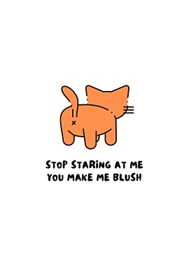 Blushing Cat Illustration