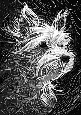 Dog Portrait in Line Art