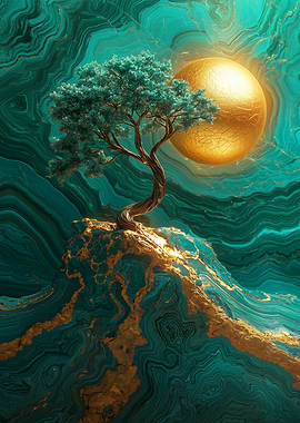 Golden Sun & Bonsai Tree