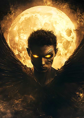 Dark Angel with Glowing Eyes