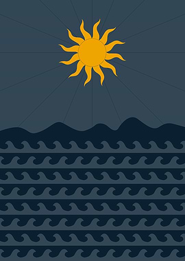 Sun and Waves Minimalist Art