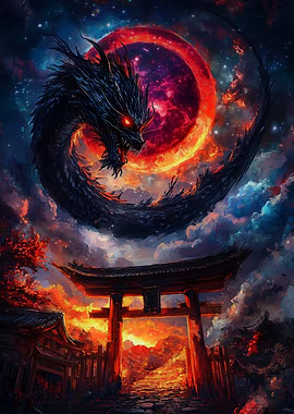 Dragon and Torii Gate
