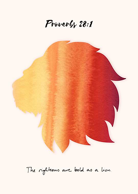 Lion Watercolor Bible Verse, Christian decor, Faith decoration, Proverbs 28