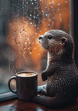 Otter Watching Rain