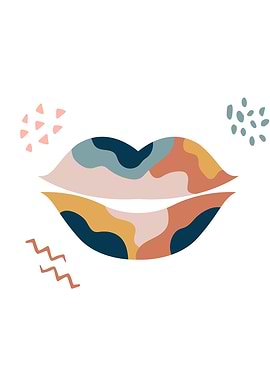 Abstract Lips Art Print