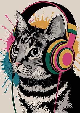 Cat with Headphones