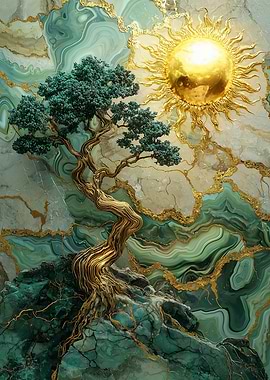 Golden Bonsai and Sun