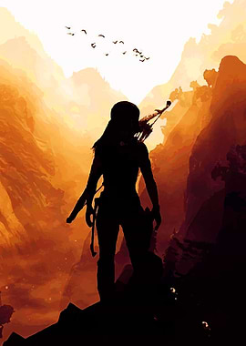 Silhouette of a Woman in a Mountainous Landscape