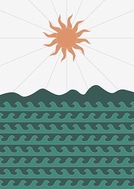 Sun and Waves Minimalist Art