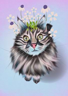 Floral Cat Portrait