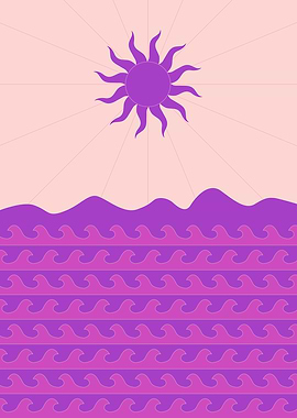 Purple Sun and Waves