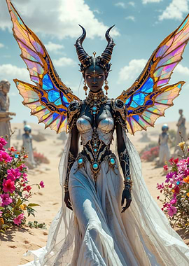 Dark-Angel with Colorful Wings