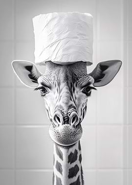 Giraffe with Toilet Paper Hat