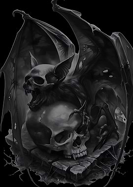 Bat Skull Gothic Art