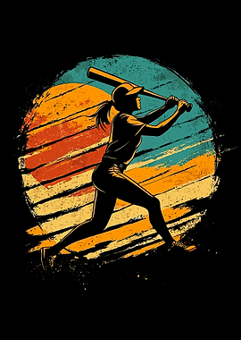 Vintage Baseball Silhouette
