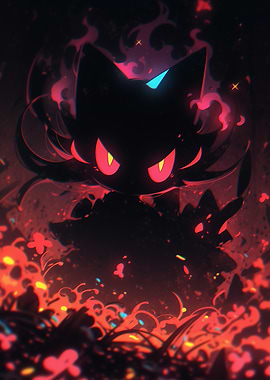 Dark Cat with Glowing Eyes